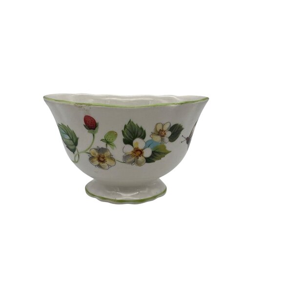 Old Foley James Kent Strawberry Mini Sugar Bowl Floral & Butterfly England - Picture 2 of 6